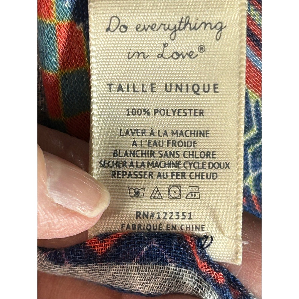 Do Everything in Love Kimono Wrap Geometric Tribal Print Navy Red One Size OS - Picture 4 of 5